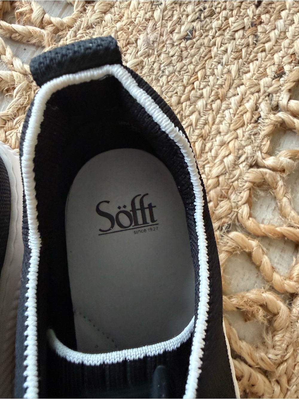 Brand New! Sofft Black Knit Lace-Up Sneakers with White Trim - Picture 3 of 5